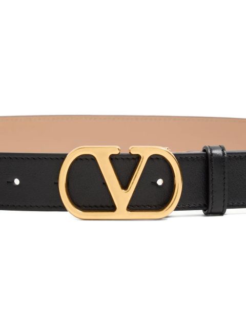 Valentino Garavani VLogo Signature reversible shiny calfskin belt - 30mm / 1.2 in. - Black