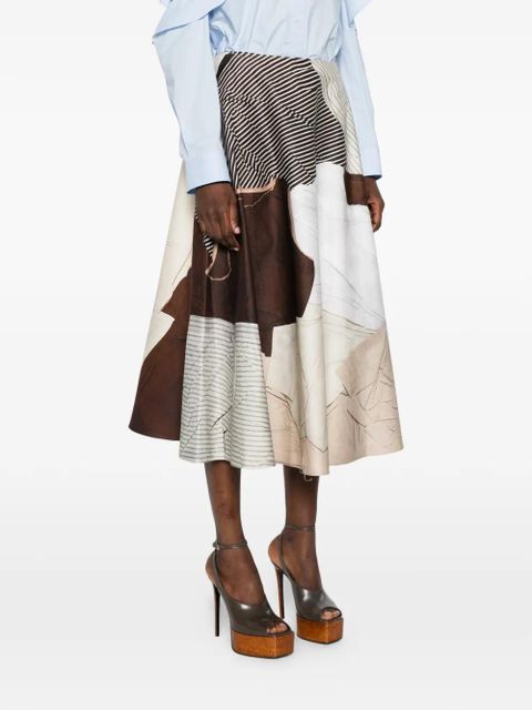 Moschino graphic-print midi skirt - Brown
