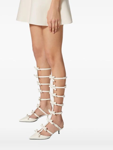 Valentino Garavani 55mm bow-embellished kitten-heel pumps - White