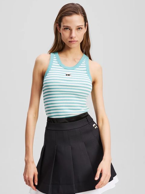 Karl Lagerfeld top bawełniany IKON kolor turkusowy A3W17079 - zdjęcie produktu nr 1