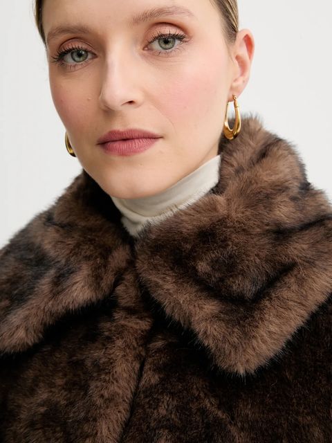 Twinset płaszcz kolor brązowy 252AT2190