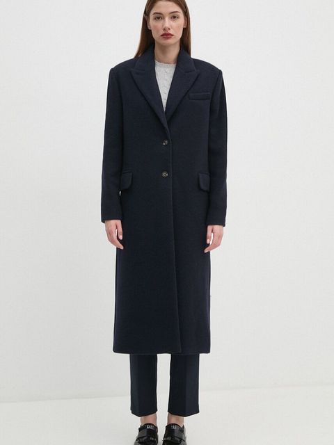 Calvin Klein płaszcz wełniany kolor granatowy przejściowy K20K207710 - zdjęcie produktu nr 1