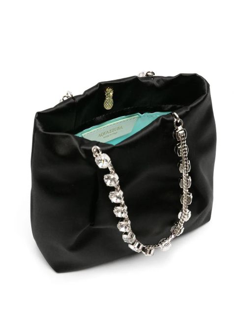 Aquazzura crystal-embellished satin tote bag - Black