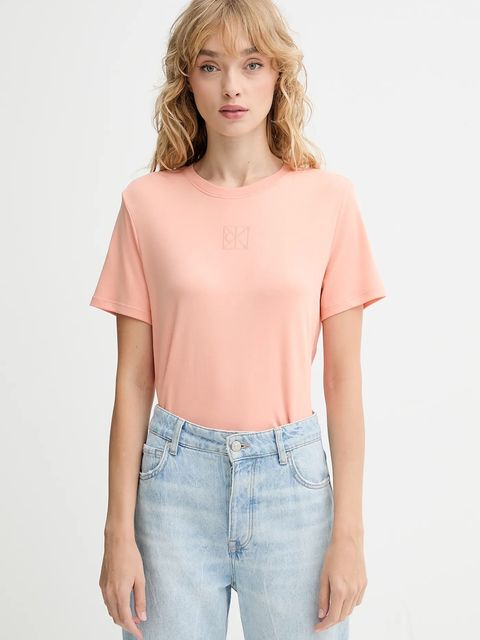 Calvin Klein t-shirt bawełniany damski kolor pomarańczowy LV044D201G - zdjęcie produktu nr 1