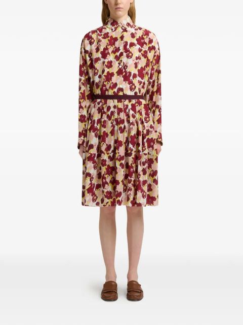 Marni pleated floral silk skirt - Red - zdjęcie produktu nr 2