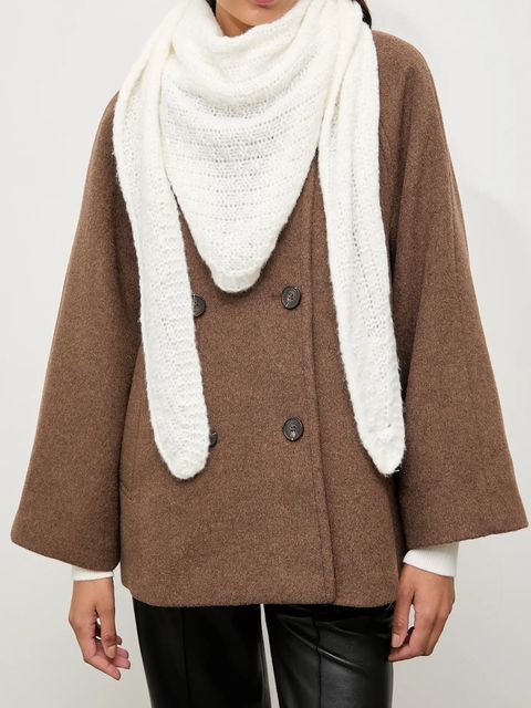 Answear.LAB szalik z wełną merino damski kolor beżowy gładki - zdjęcie produktu nr 2