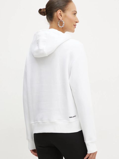 Karl Lagerfeld bluza IKON damska kolor biały z kapturem z nadrukiem A1W20083