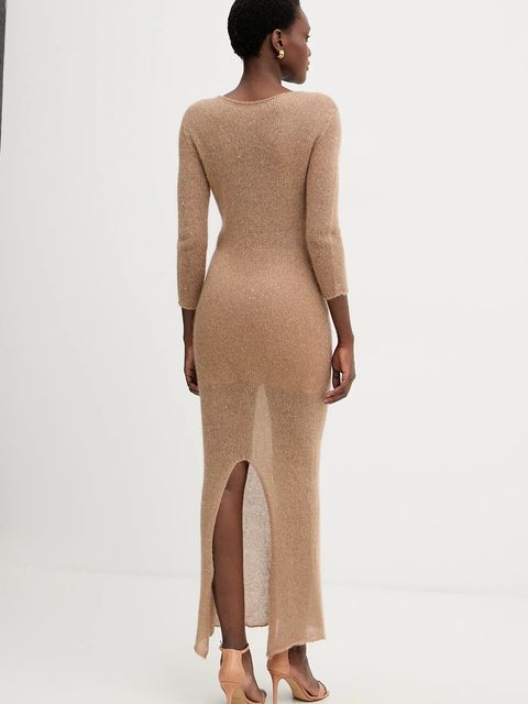 Liviana Conti sukienka z dodatkiem wełny kolor brązowy maxi prosta L5WG63