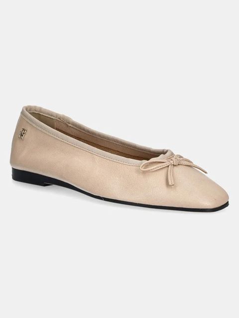 Tommy Hilfiger baleriny skórzane BALLERINA SOFT LEATHER kolor beżowy FW0FW08355 - zdjęcie produktu nr 1