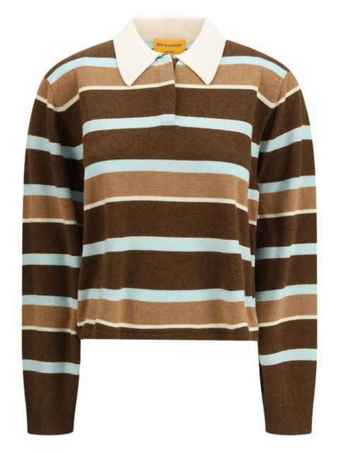 Guest In Residence striped cropped polo top - Brown - zdjęcie produktu nr 2