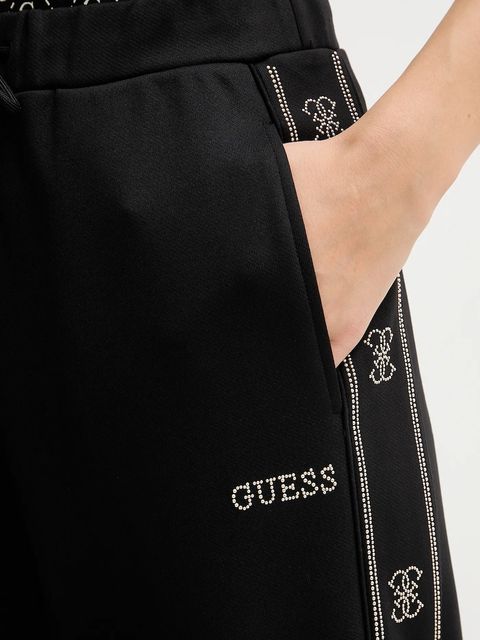 Guess spodnie dresowe OCTAVIA damskie kolor czarny z aplikacją V5BB23 KCX22