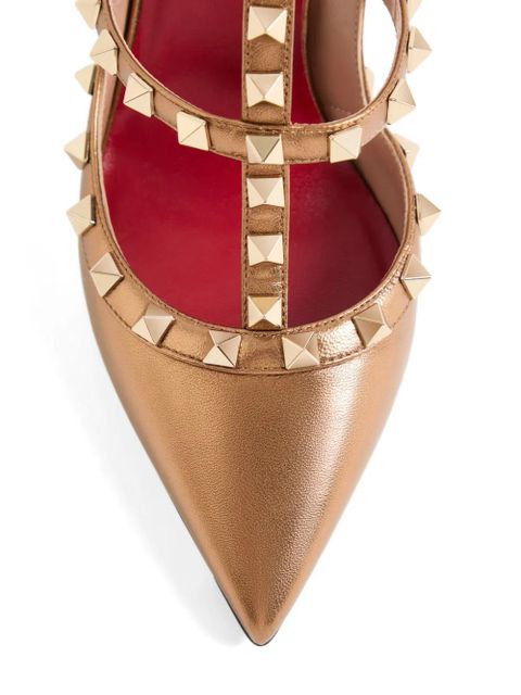 Valentino Garavani Rockstud pumps in laminated nappa leather 100mm - Gold