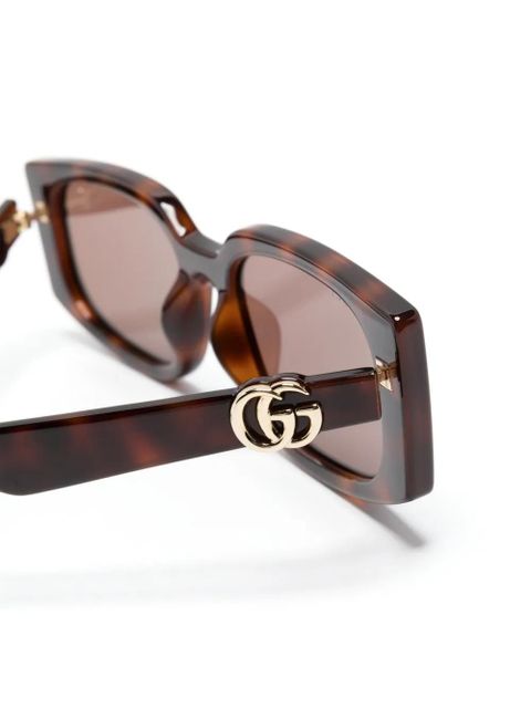 Gucci Eyewear Double G rectangle-frame sunglasses - Brown