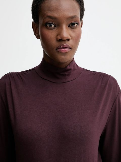 Marc O'Polo bluzka damska kolor bordowy gładka 510214952225