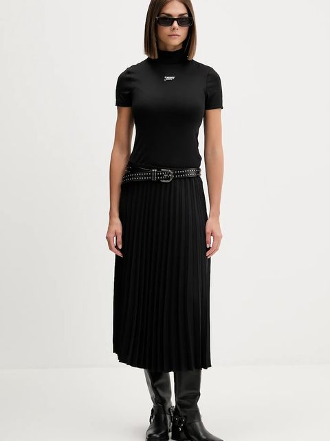 Tommy Jeans t-shirt damski kolor czarny z półgolfem DW0DW21563 - zdjęcie produktu nr 2