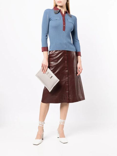 Ferragamo logo-plaque clutch bag - Grey - zdjęcie produktu nr 2