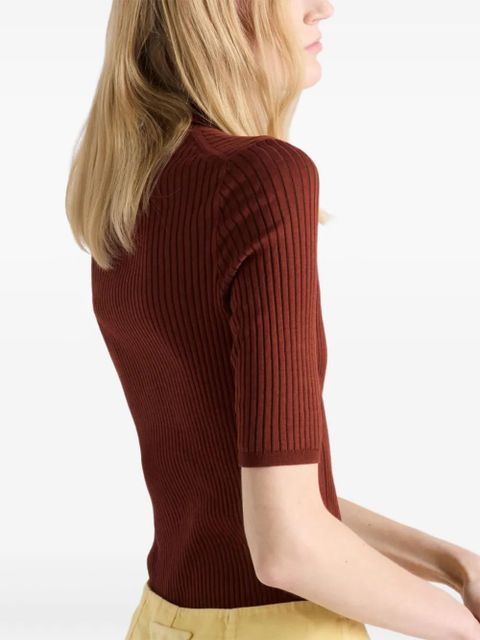 Prada ribbed polo top - Red