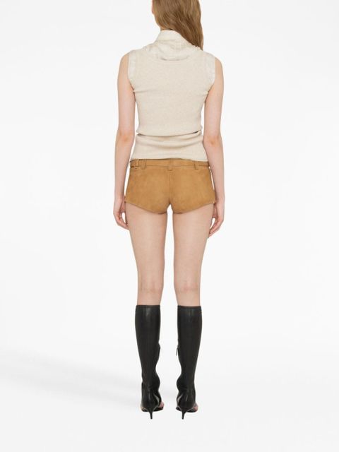 Miu Miu belted suede shorts - Neutrals