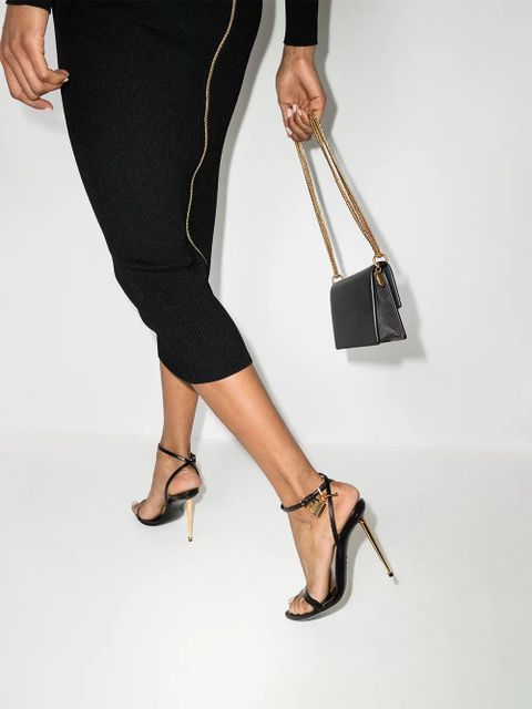 TOM FORD Padlock 105mm metallic heel sandals - Black