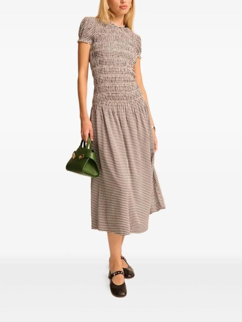 Reformation gingham smocked dress - Neutrals