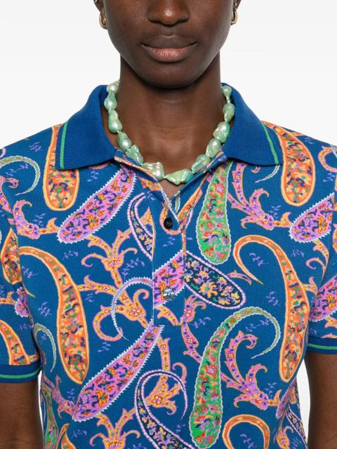 ETRO paisley collared polo top - Blue