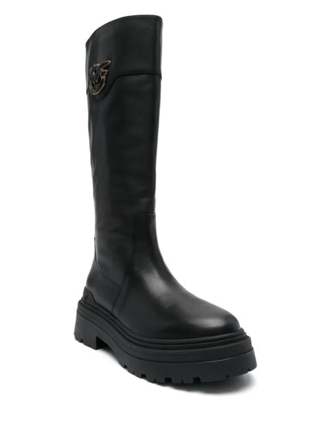 PINKO Love Birds-plaque boots - Black