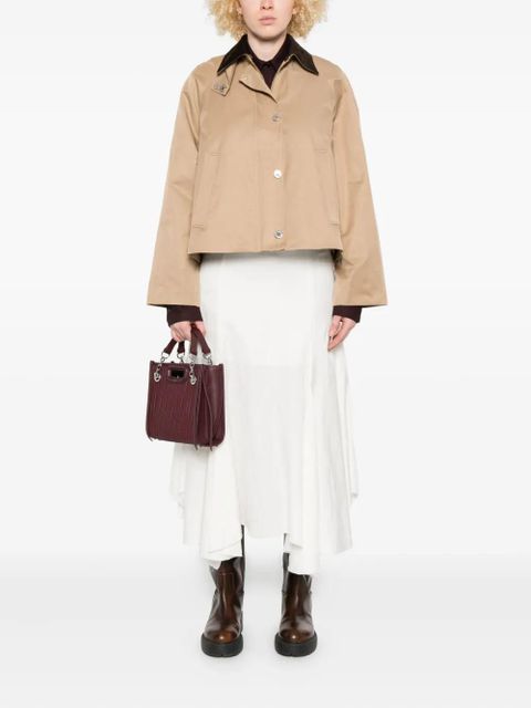 Maje trimmed-collar cotton-blend jacket - Neutrals