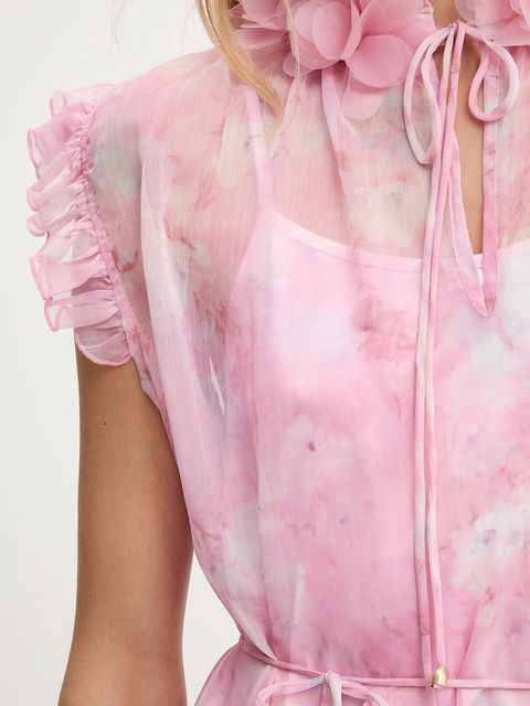 Answear.LAB sukienka kolor różowy maxi rozkloszowana