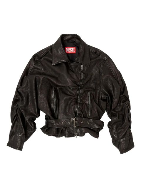 Diesel L-Oys asymmetric-zip leather jacket - Black - zdjęcie produktu nr 1