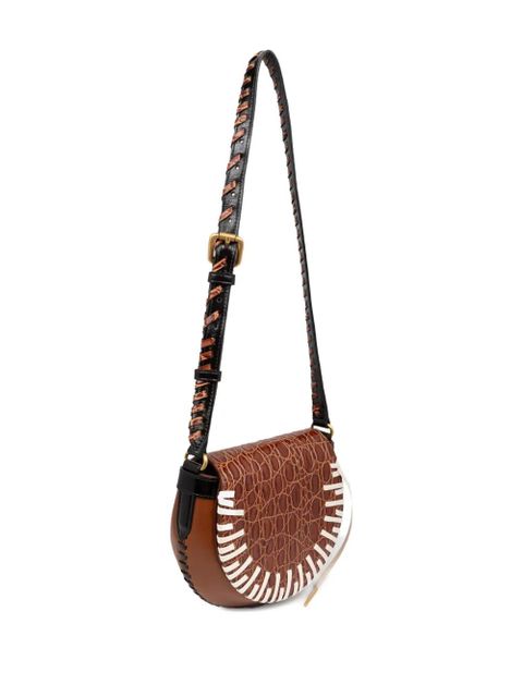 DRIES VAN NOTEN crocodile-effect braided-strap crossbody bag - Brown