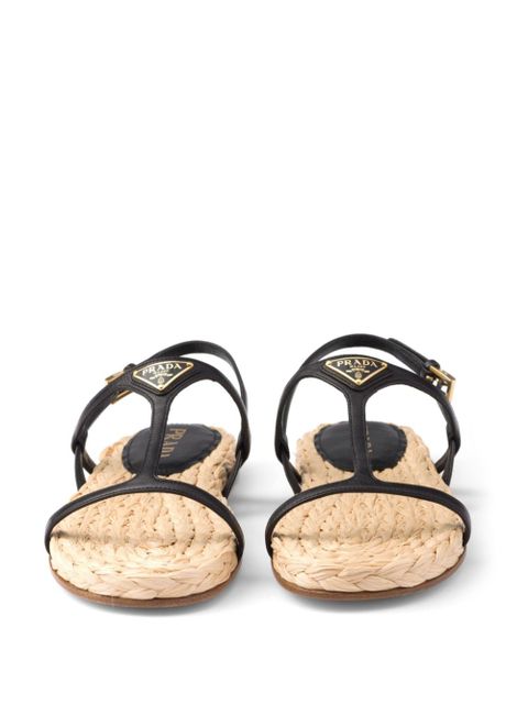 Prada enamel triangle-logo flat sandals - Black - zdjęcie produktu nr 2