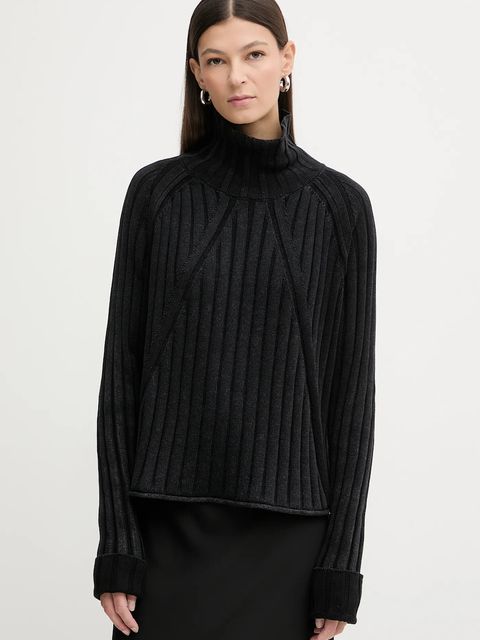 G-Star sweter bawełniany 0 damski kolor czarny z golfem D27172.D630 - zdjęcie produktu nr 1