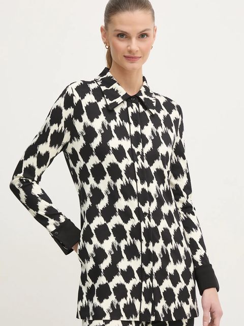 DIANE VON FURSTENBERG koszula damska kolor czarny regular z kołnierzykiem klasycznym DVFBL4S015 - zdjęcie produktu nr 1