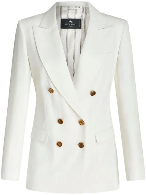 ETRO slub-texture double-breasted blazer - White - zdjęcie produktu nr 1