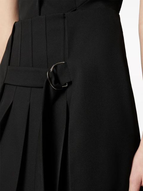 Tod's pleated belted wool skirt - Black