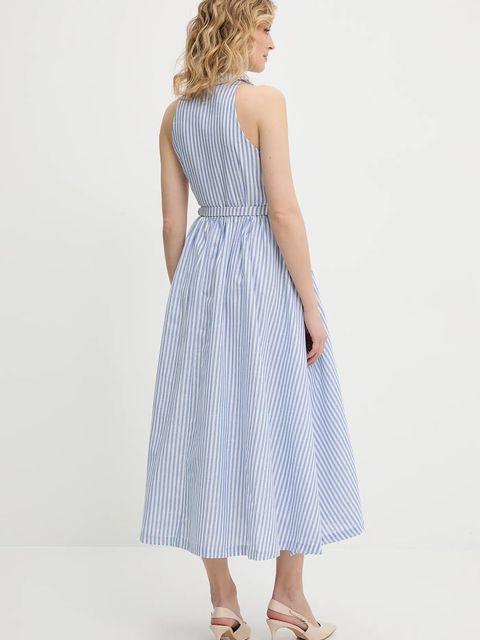 Answear.LAB sukienka kolor niebieski midi rozkloszowana