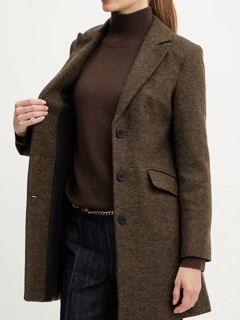 Silvian Heach płaszcz ALCEDO kolor brązowy GPA25012CP