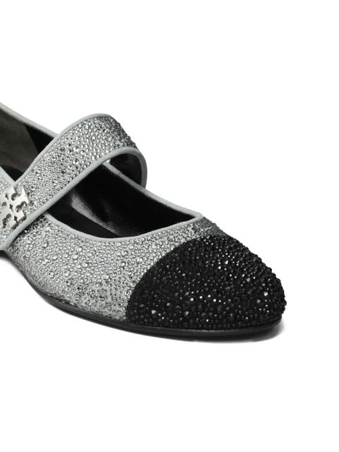 Tory Burch 25mm cap-toe crystal Mary Jane pumps - Silver