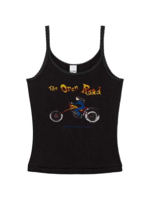 RE/DONE lace-strap tank top - Black - zdjęcie produktu nr 1