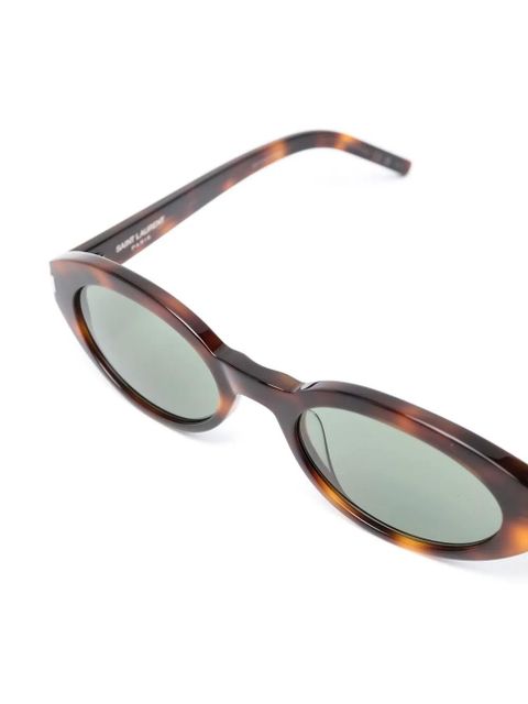 Saint Laurent Eyewear oval-frame tortoiseshell-effect sunglasses - Brown