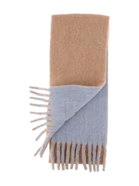 AMI Paris fringed logo-patch scarf - Neutrals - zdjęcie produktu nr 2