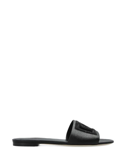 Dolce & Gabbana logo-lettering flat sandals - Black - zdjęcie produktu nr 1