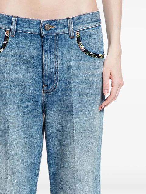 Valentino Garavani floral-trim jeans - Blue