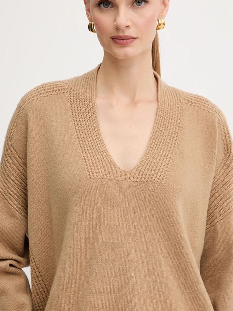 Liu Jo sweter wełniany damski kolor beżowy MF5060 MS009