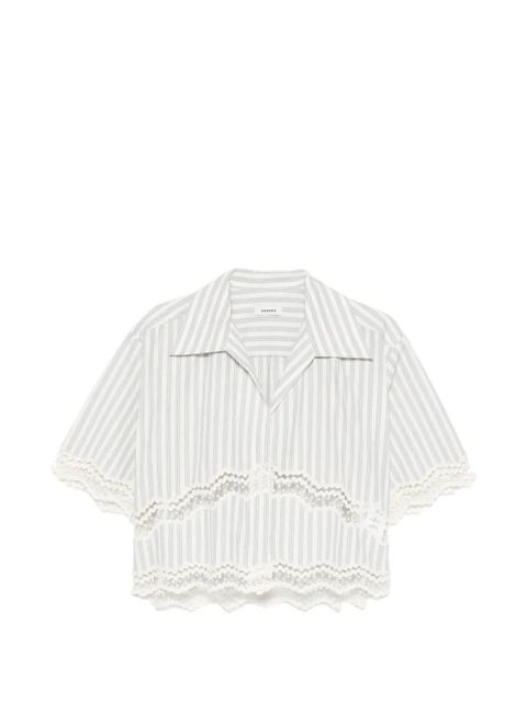 SANDRO lace-trim striped shirt - Neutrals - zdjęcie produktu nr 1
