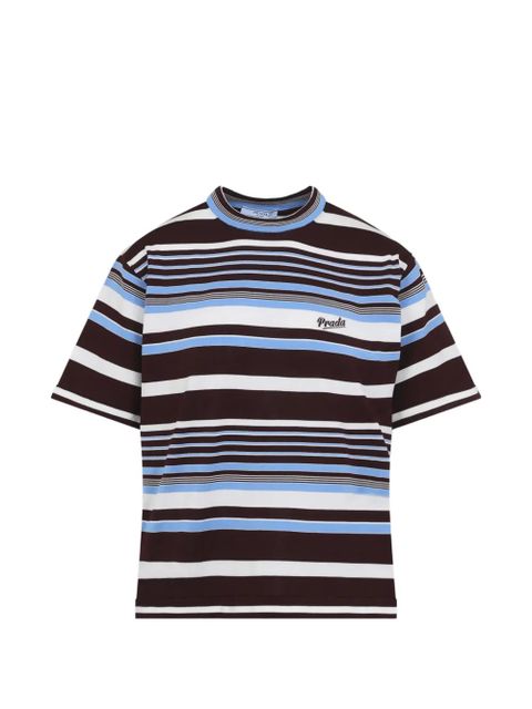 Prada logo-detail striped T-shirt - Brown - zdjęcie produktu nr 1