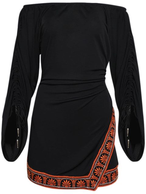 Rabanne contrast trimming off-the-shoulder minidress - Black - zdjęcie produktu nr 1