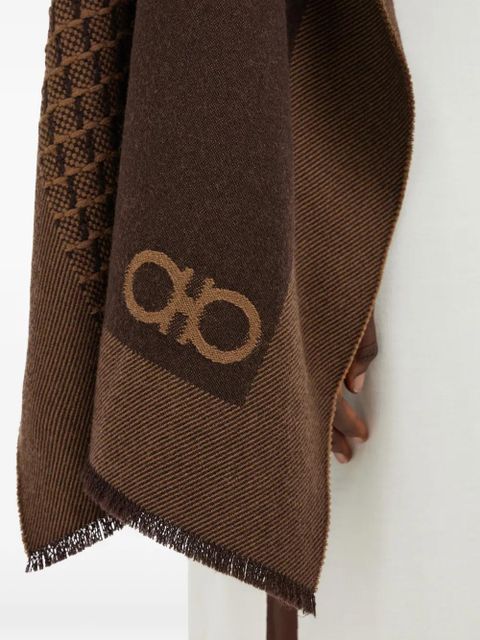 Ferragamo jacquard patchwork cape - Brown