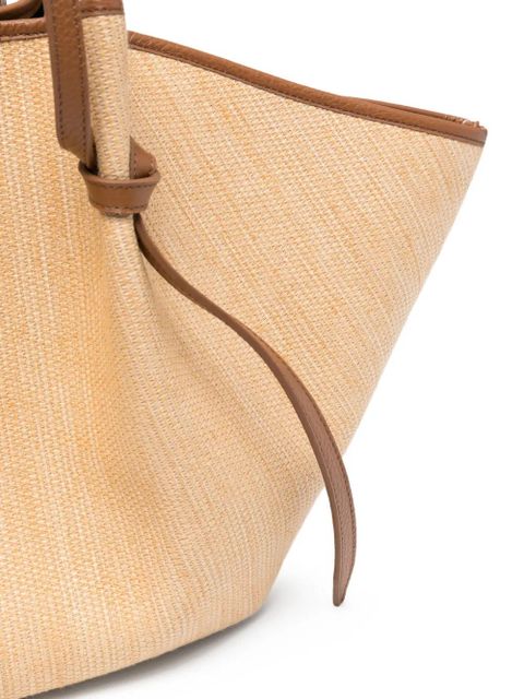 Yuzefi large Mochi leather-trim woven tote bag - Neutrals