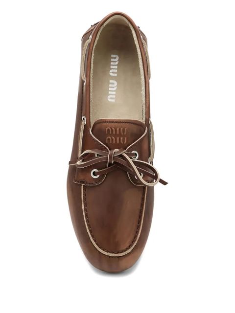 Miu Miu lace-up loafers - Brown